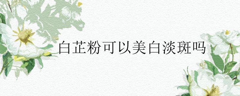 白芷粉可以美白淡斑吗